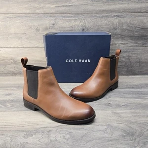 Cole Haan Grand+ elegante Chelsea Leder Stiefel C37859 Britisch Hellbraun Herren Größe 12 Neu - Bild 1 von 14