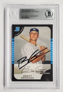 Brett Gardner Beckett BAS Signed 2005 Bowman #BDP85 Draft Rookie Card Autograph - Picture 1 of 8