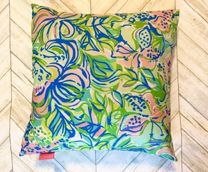 Lilly Pulitzer Kissen Feline Good Beach Blumen Überwurf 15” x 15” Tropical - Bild 1 von 10