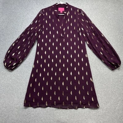 Vestido Lilly Pulitzer Seda de Karité 4 Cabernet Berry Brunch Resort Cóctel Fiesta Foto 1 de 4