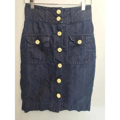 Warhol Factory x Levi's Denim Skirt Button Front Utility Pocket Dark Wash Sz P - Image 1 of 4