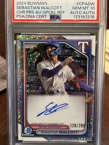 2024 Bowman Sebastian Walcott Speckle Refractor RC Auto /299 PSA 10 GEM MINT TX - Picture 1 of 4