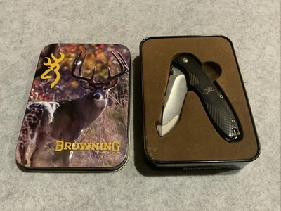 Navaja de Bolsillo Browning Modelo 0222 Madera Oscura Nueva en Estaño Foto 1 de 4