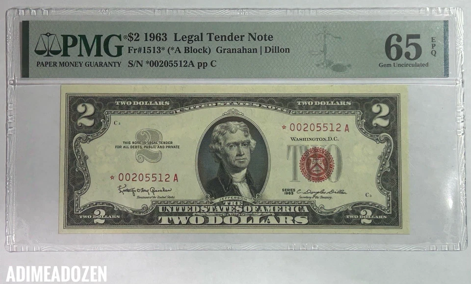 Fr. 1513* 1963 $2 Legal Tender Star ⭐️ Note (PMG 65 EPQ) JN7395DS - Image 1 of 2