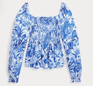 Top Polo Ralph Lauren Niñas Azul Floral Calado Talla 2 - Imagen 1 de 7