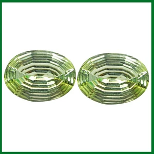 15.24 Ct Best Matching Pair EarRings Oval Green Amethyst (Prasiolite) Gemstones - Picture 1 of 7