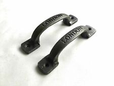A PAIR OF SUPERB INDUSTRIAL STYLE CAST IRON LONDON HANDLES