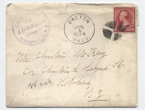 1894 Dalton MA to Hoboken NJ cover with wedding invitation [H.4241] - Picture 1 of 4