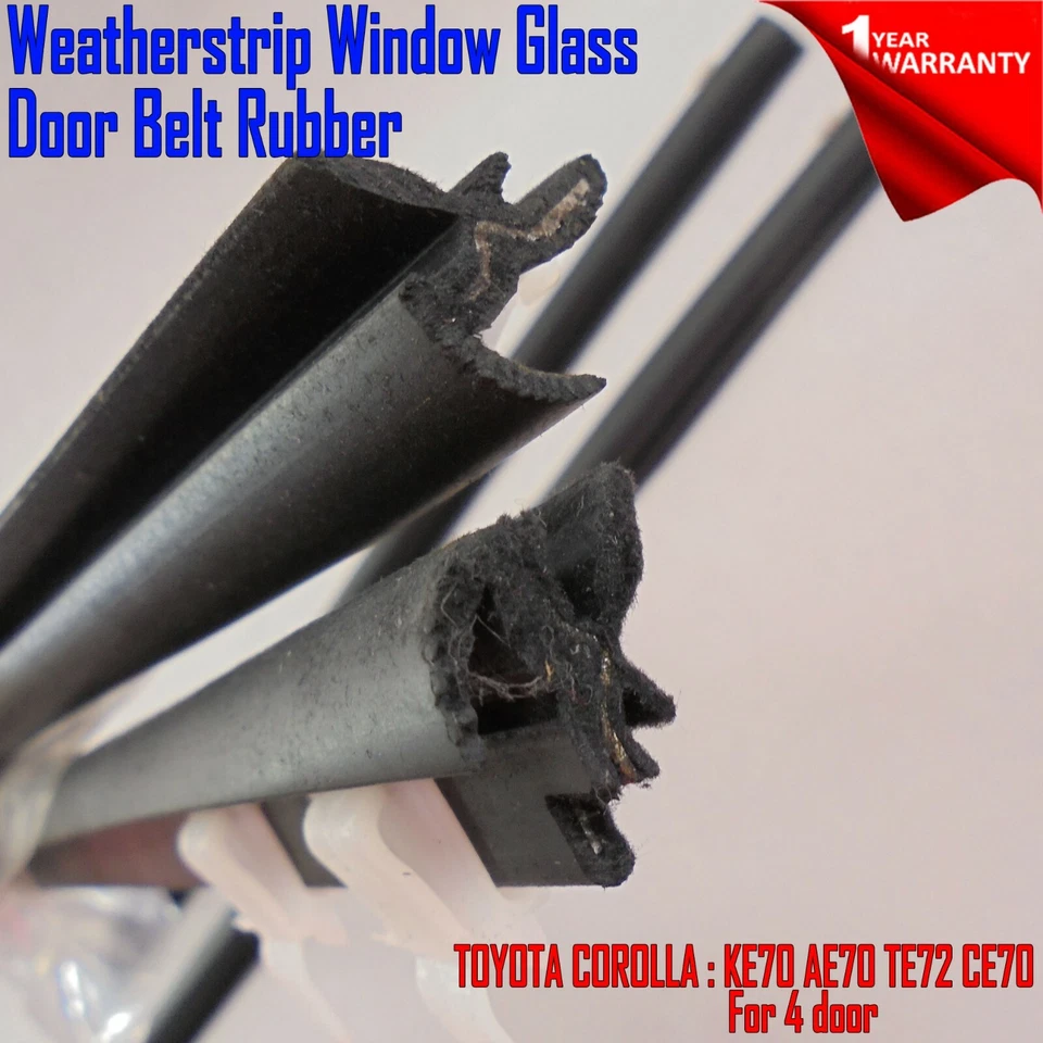 For Toyota KE70 AE70 TE72 CE70 4 Door Weatherstrip Window Glass Door Belt Rubber Foto 1 de 4