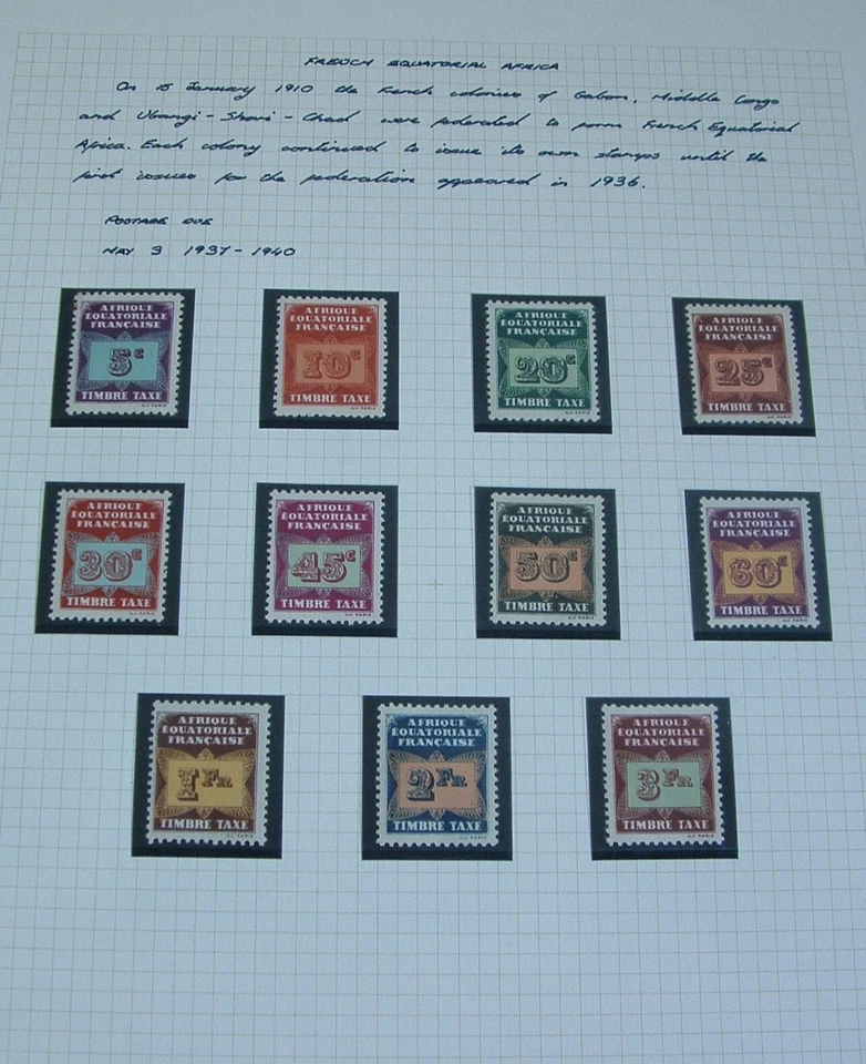 FRENCH Eq AFRICA 1937 old page postage dues MVLH mint full gum, clean, fresh. - Image 1 of 1