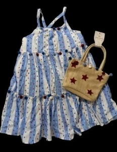 TOMMY BAHAMA Red White Blue 4th Of July Summer Sundress Size 6 Purse Bag New - Picture 1 of 4