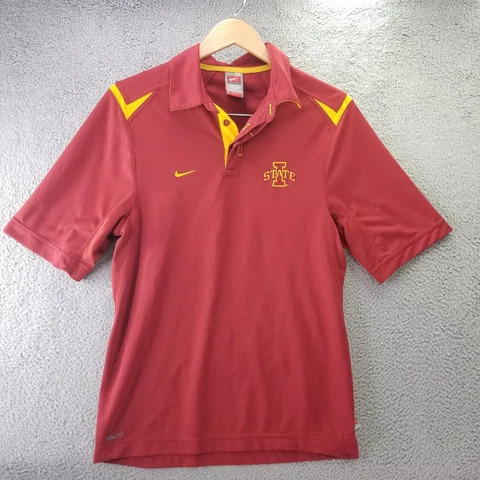Iowa State Cyclones Polo Mens Extra Small Nike Dri-Fit Red Short Sleeve Collar Cover