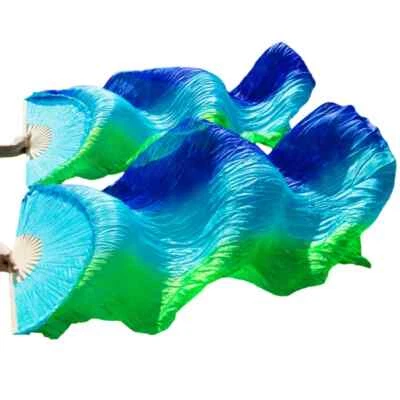 Seda/Imitación Seda Danza del Vientre Abanico Danza del Vientre Velo Teñido 1 Par de Velos Abanicos de Seda Foto 1 de 4