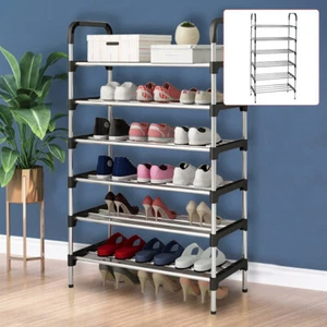 6 Tiers Shoe Rack Storage Shelf Display Stand Organiser Unit Cabinet Lightweight - Picture 1 of 15