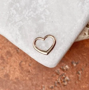 10KT Rose Gold Shiny MINI Open Heart Pendant Chain Slide Charm NEW Tiny Size - Picture 1 of 5