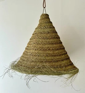 Large Boho Wicker Natural Grass Lampshade - Picture 1 of 11