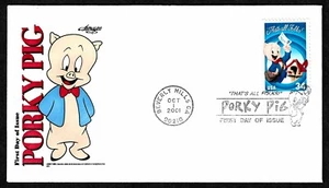 USA, SCOTT # 3534A, ARTMASTER FDC COVER PORKY PIG, THAT'S ALL FOLKS, 2001 - Picture 1 of 1