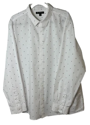 Camisa INC International Concepts para hombre XXL blanca/negra estampado algodón abotonado Foto 1 de 4