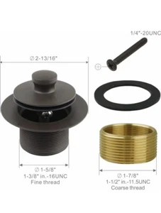 Bronze Tub Drain and Overflow Kit with Single Hole Overflow Faceplate, Universal - Picture 1 of 4