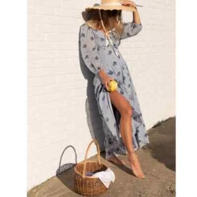 Maxi Vestido Boho Pradera Vidrio Marino Free People XS Foto 1 de 4