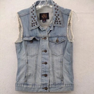 Rock and Republic Vest Women's Extra Small Studded Collar Denim - Image 1 of 4