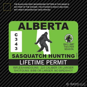 Calcomanía troquelada con permiso de caza Alberta Sasquatch 13igfo0T Canadá - Imagen 1 de 1