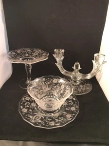 NEW MARTINSVILLE /VIKING GLASS PRELUDE COMPOTE CANDELABRA MAYONNAISE BOWL PLATE - Picture 1 of 12