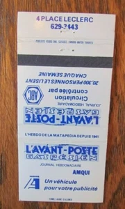 MEDIA NEWSPAPER MATCHBOOK COVER: L'AVANT-POSTE GASPÉSIEN (AMQUI, QUEBEC) -G14 - Picture 1 of 1