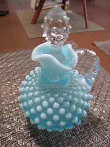 Vintage FENTON BLAU opalisierende Nägel Kruzifix mit Stopfen - sehr schön - Bild 1 von 9