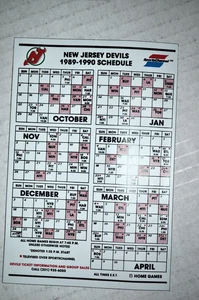 1989-90 NEW JERSEY DEVILS NHL HOCKEY MAGNET SPIELPLAN SKED SPORTSCHANNEL - Bild 1 von 1