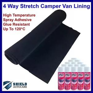 4 Way Stretch Black Car Van Camper Boat Lining Speaker Acoustic Carpet Shelf Kit - Picture 1 of 7