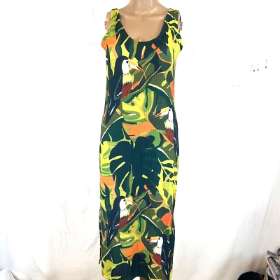 Vestido Solero Energie Natural Sin Mangas Estampado Tropical Floral Palma. Tucanes PS Foto 1 de 4