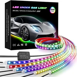 KORJO Car Underglow 300 LED Lights 6 Pcs Bluetooth Strip Lights Dream Color - Picture 1 of 6