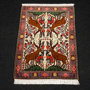 Tapis Orient Sarough 95 X 72 CM Sarugh Motif Cerf Tapis Persan Tissé À La Main - Foto 1 di 13