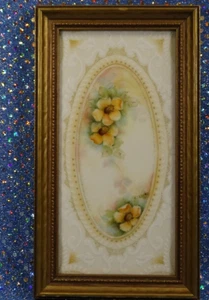 BEAUTIFIL HANDBEMALTE KERAMIKFLIESE ORANGE CREME ALTE MODE BLUMEN SIGNIERT - Bild 1 von 7
