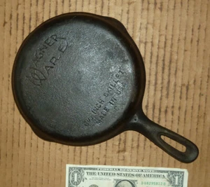 Antike Wagner Ware No.3 Gusseisen Pfanne, Bratpfanne, USA, C, altes Kochwerkzeug, sitzt flach - Bild 1 von 8