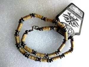 Surfer Skater Hemp Hippie Beaded Necklace Unisex ethnic 18" New - Picture 1 of 9