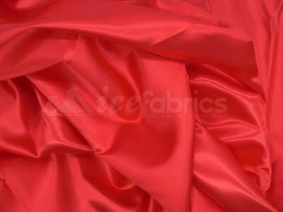 Red Bridal Satin Fabric Silky By The Yard- Soft Thick Satin-  - Image 1 of 3