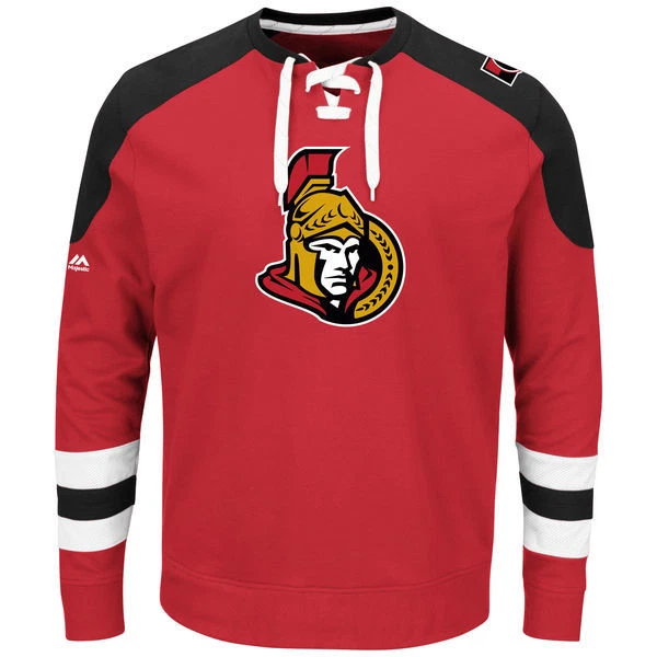 MAJESTIC NHL Sweater Ottawa Senators Pullover Crewneck Centre Lace-Up Sweatshirt Pulli