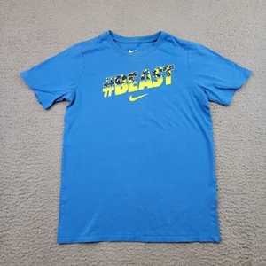 Nike Shirt Boys Size Large Blue Short Sleeve Athletic Cut #Beast Crewneck - Picture 1 of 14