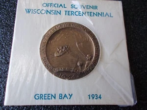 1934 OFFIZIELLES SOUVENIR Wisconsin Tercentennial / Green Bay / Originalkarte - Bild 1 von 3