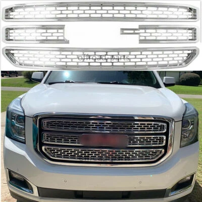 Fits 2015-2020 GMC Yukon XL CHROME Snap On Grille Overlay Grill Covers Inserts - Image 1 of 3