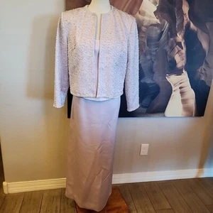 Vintage Black Tie Oleg Cassini Beaded Long Formal Dress Large 12 / 14 3 Pc *FLAW - Picture 1 of 22