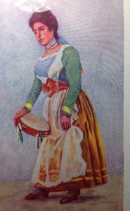 Sorento Tarantella 1904 Colored Lithograph Framed and matted UNSIGNED - Picture 1 of 7