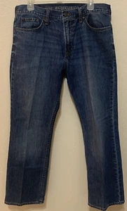 Pantalones de mezclilla antiguos azul marino famosos para hombre 36x30 azul claro usados corte bota - Imagen 1 de 9