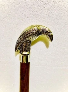 Walking Cane Wooden Walking Stick Brass Bird Handle Designer Handle Cane - Picture 1 of 3