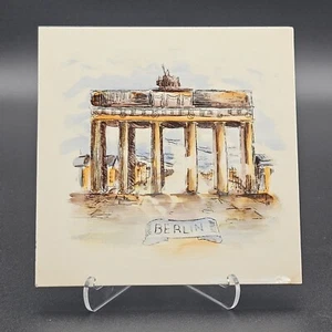 Vtg Hand Painted Sommer Ceramic Tile Trivet 6" Berlin Germany Brandenburg Gate - Picture 1 of 4