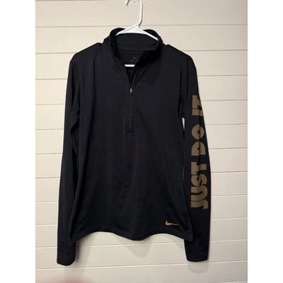 Nike Dri Fit Pro Series Cuarto Cremallera Manga Larga Camisa Atlética Para Mujer Negra L Foto 1 de 4