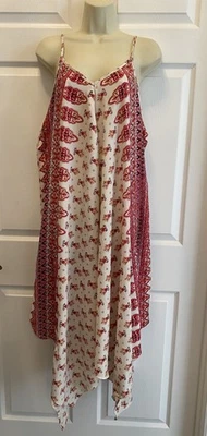 J Gee Boho Handkerchief Hem Dress XL Sleeveless Spaghetti Strap Paisley Floral - Image 1 of 4