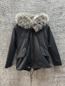 Mr. & Mrs. Italy Parka Jacke mit Fellfutter und Fuchsbesatz Kapuze durchgehendem Reißverschluss in Schwarz M - Bild 1 von 16